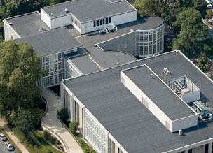 Aerial view of a commercial EPDM roof