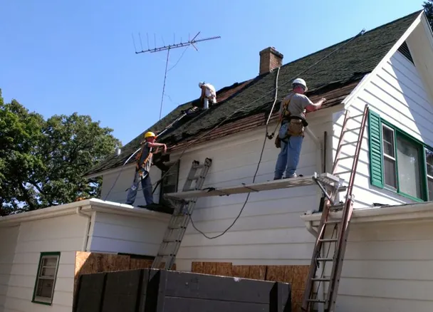 Roof replacement in progress after storm damage, Kane County IL